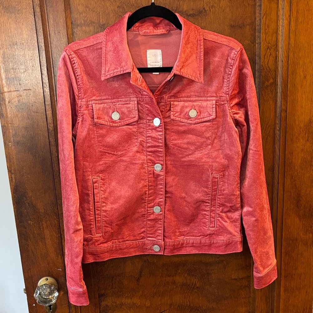 Lauren Conrad Red Corduroy Trucker Jacket Size XS